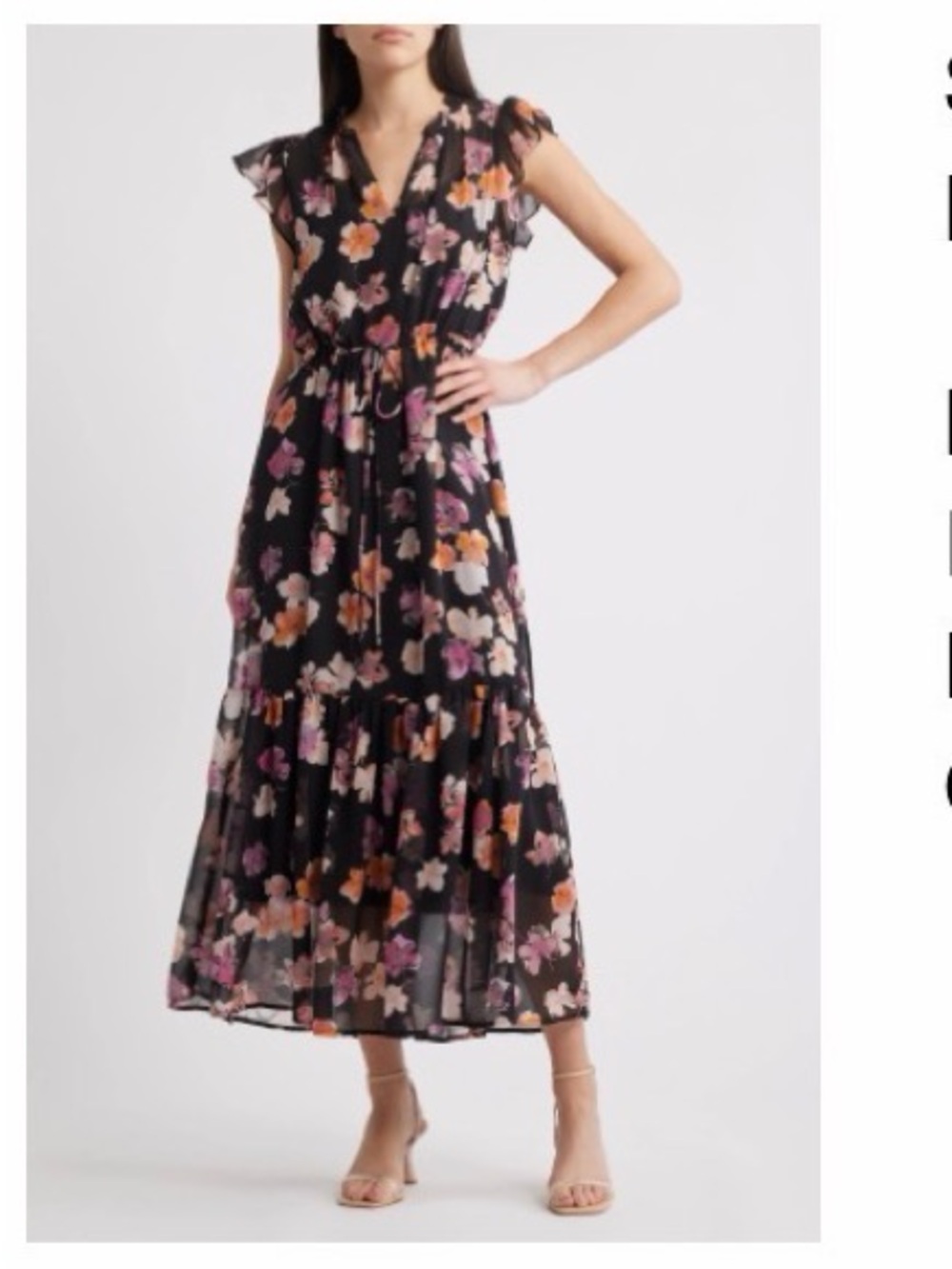Steve Madden Osiris Black Floral Ruffle Dress